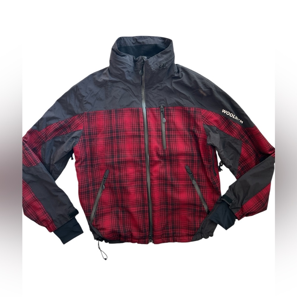 Woolrich Men's loxley red & black heritage Plaid Windbreaker jacket men’s Sz M